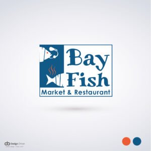 Bay fish logo design Oman showcasing vibrant sea-inspired branding for a seafood restaurant