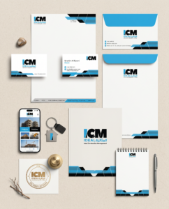 A sleek brand identity design Muscat branding kit mockup in warm Oman-inspired tones with modern typography.