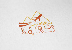 Kairos Travels logo design concept image showcasing a travel-inspired logo.