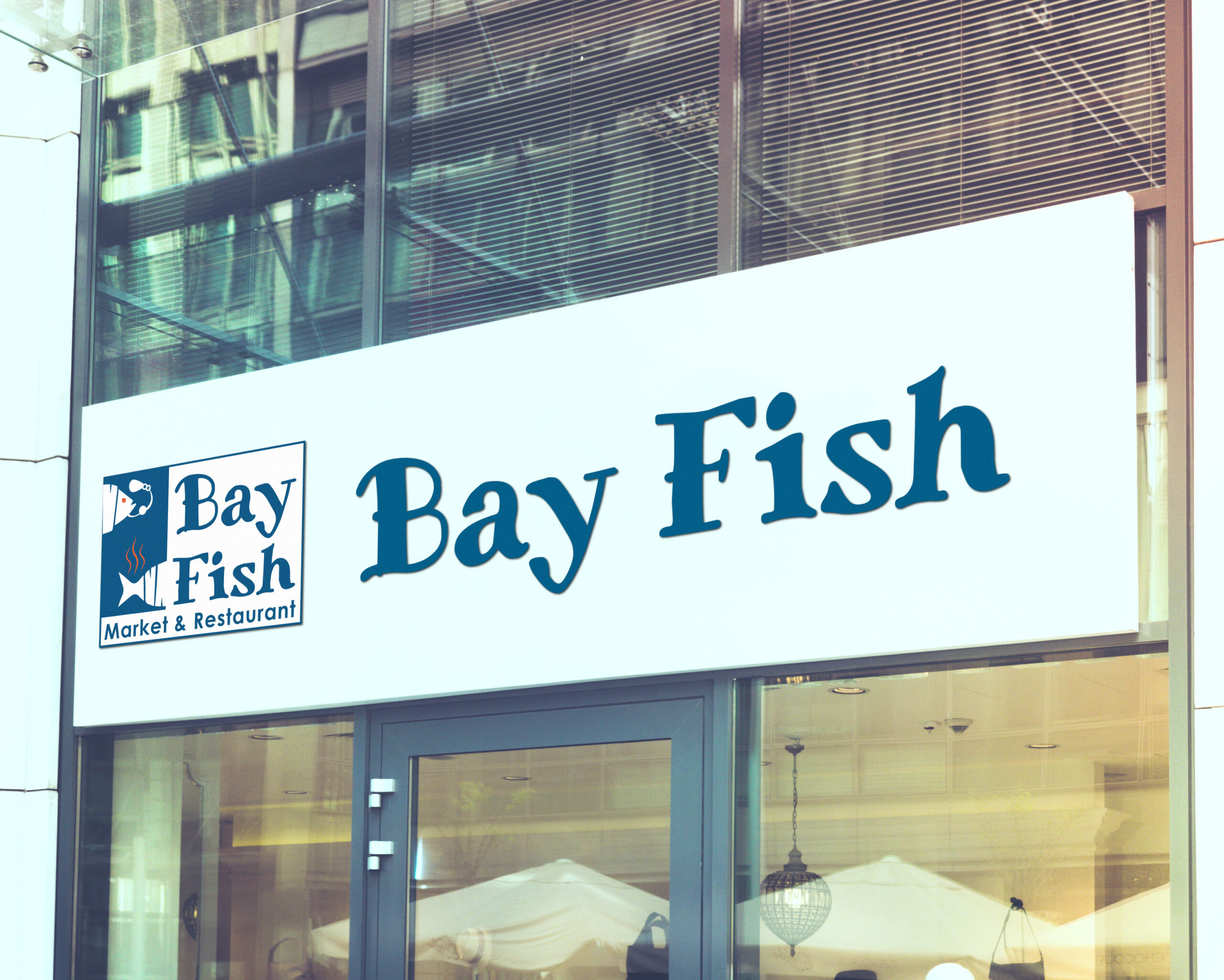 Bay Fish logo design for seafood restaurant in Oman