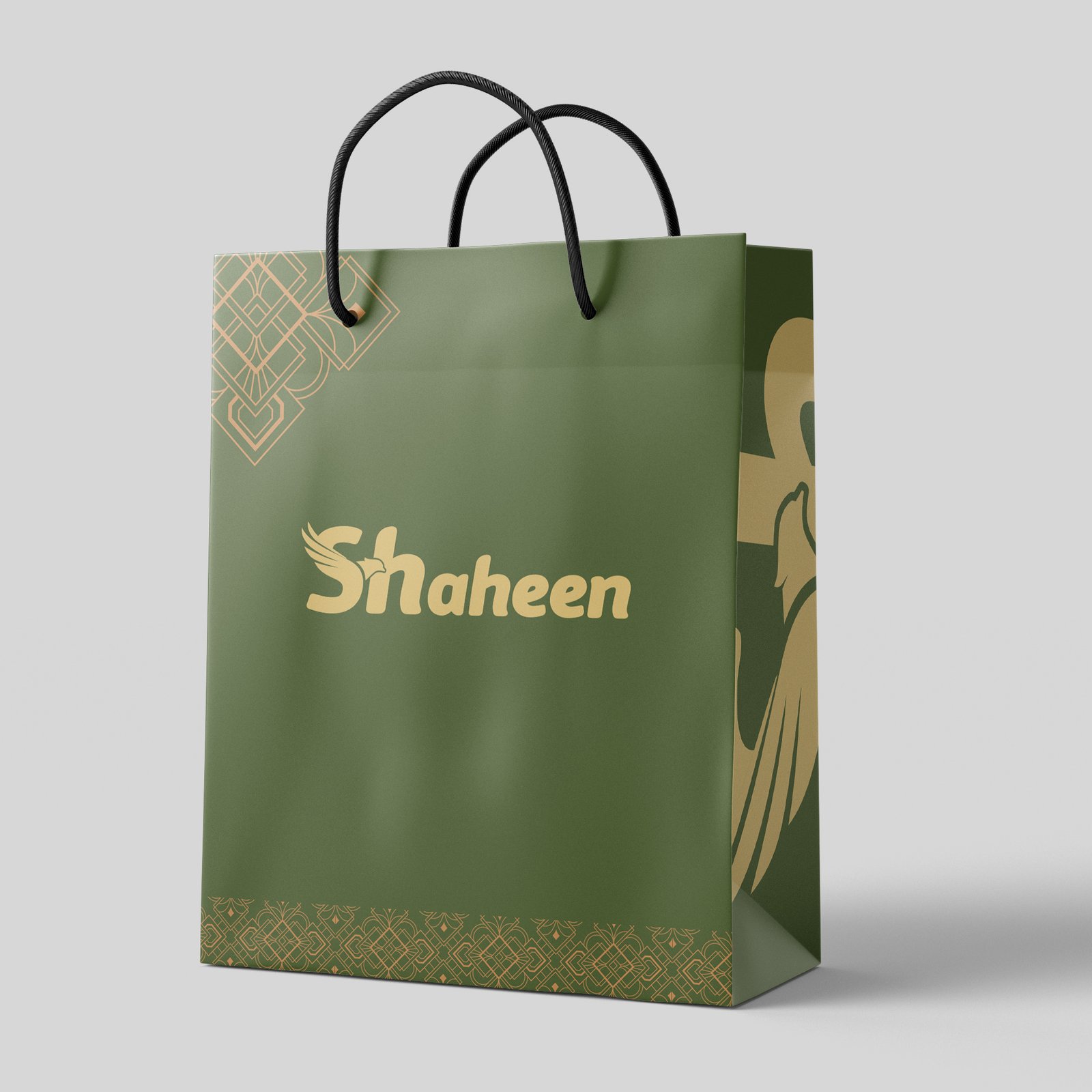 Shaheen shoe shop logo design mockup featuring professional retail branding for footwear business in Oman