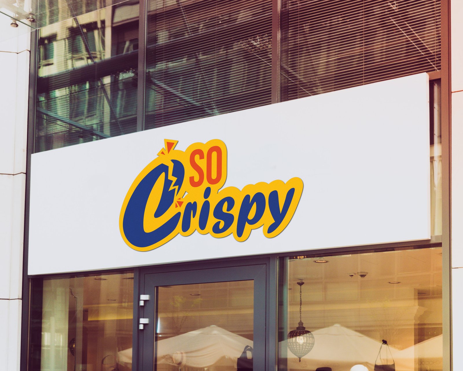 So Crispy snacks takeaway logo design Oman - vibrant fast-food branding with crispy, modern typography