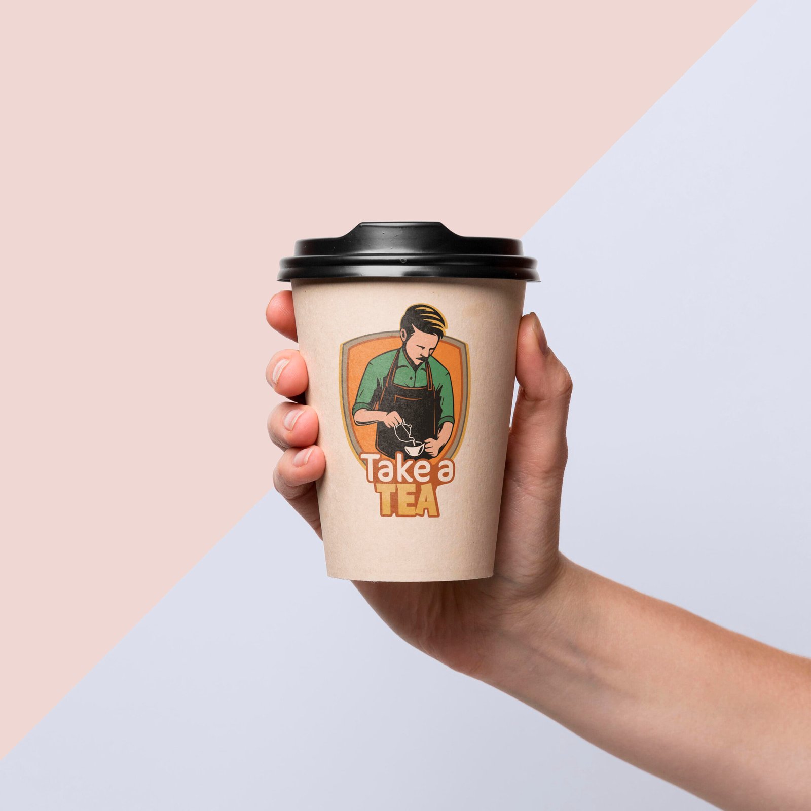 Cafe logo design Oman featuring modern tea house branding with warm earth tones and welcoming typography