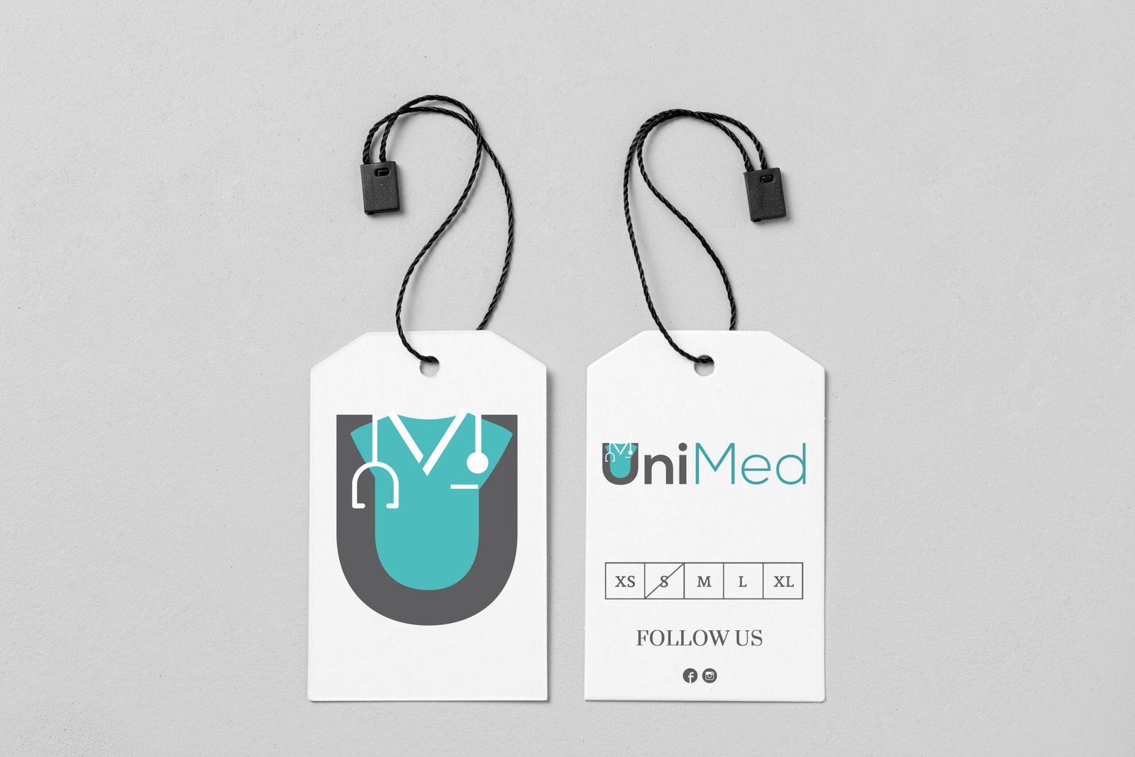 Medical uniforms shop logo design Oman featuring professional healthcare branding elements
